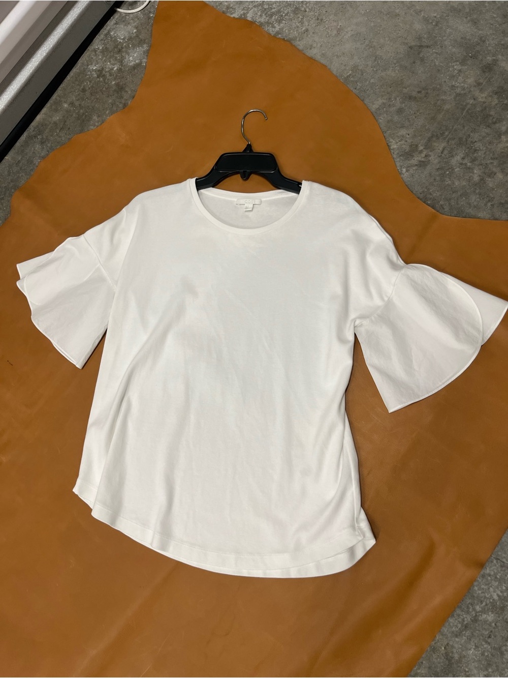 COS White Ruffle-Sleeve Short Sleeve Top S